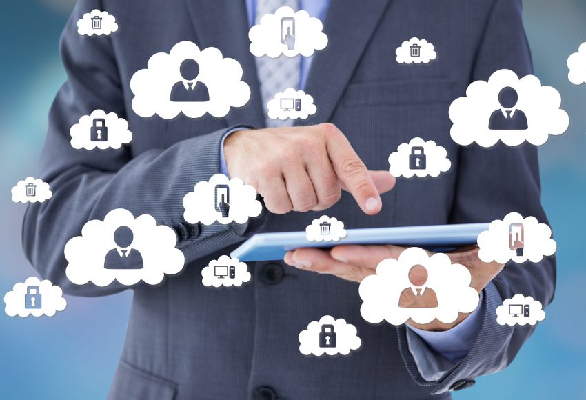 man with cloud hr software