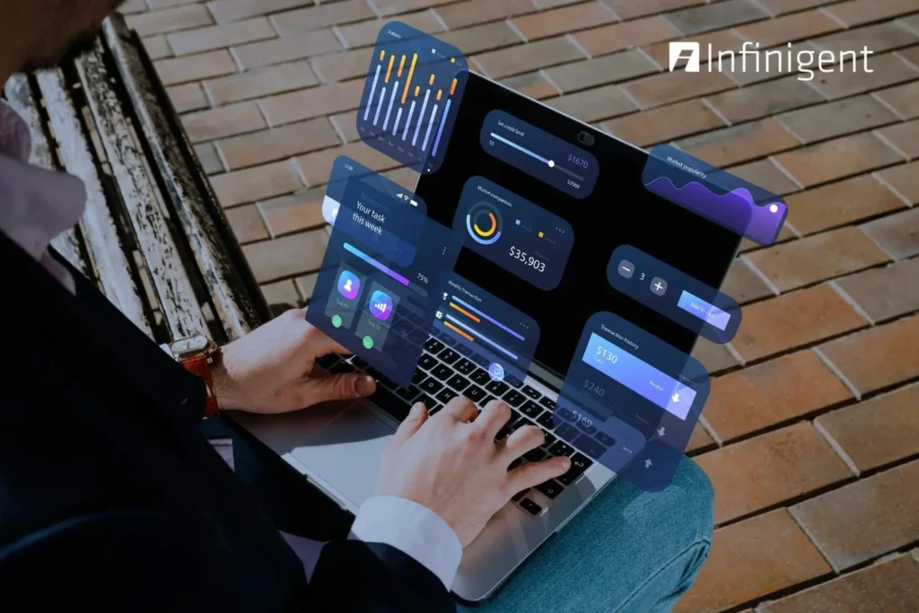Professional using project resource management software dashboard for workforce planning and resource scheduling optimization.